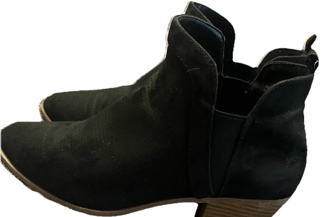 Women’s Round Toe Block Low Heels Ankle Boots Winter Faux Suede Zip Winter Fall