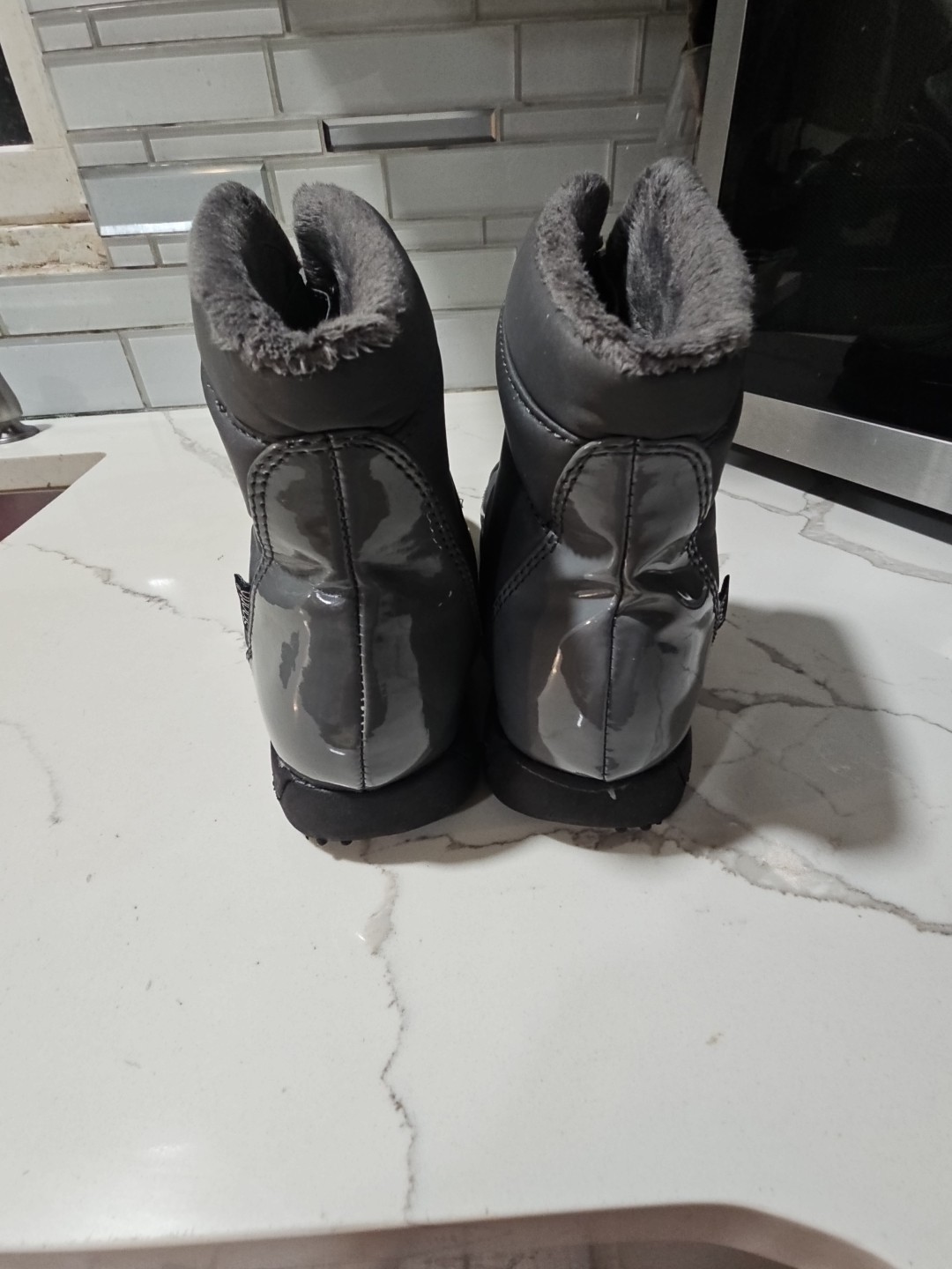 Gray Zippered Winter Boots