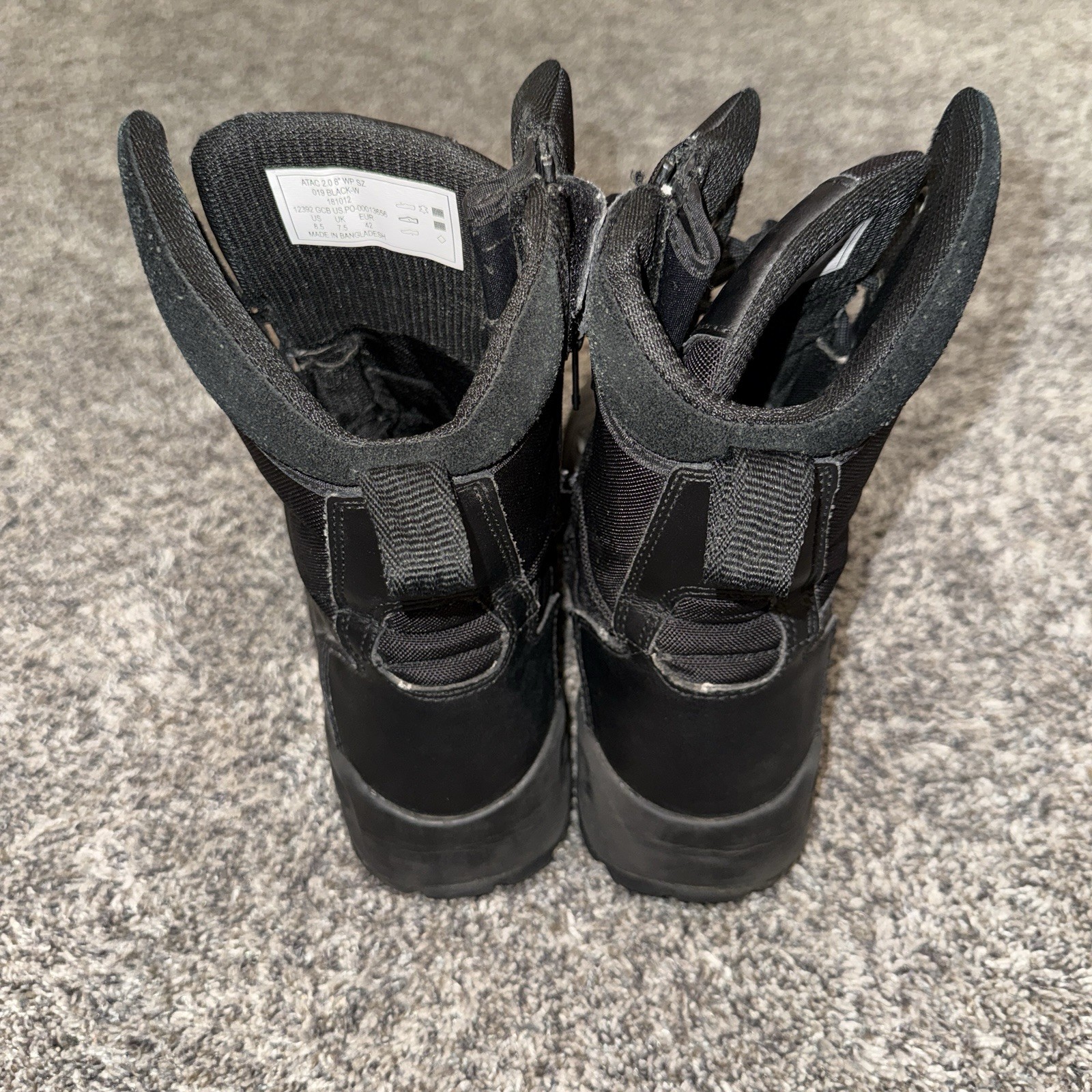5.11 Tactical ATAC 2.0 8″ Storm Black Waterproof Side Zip Boots Military 8.5