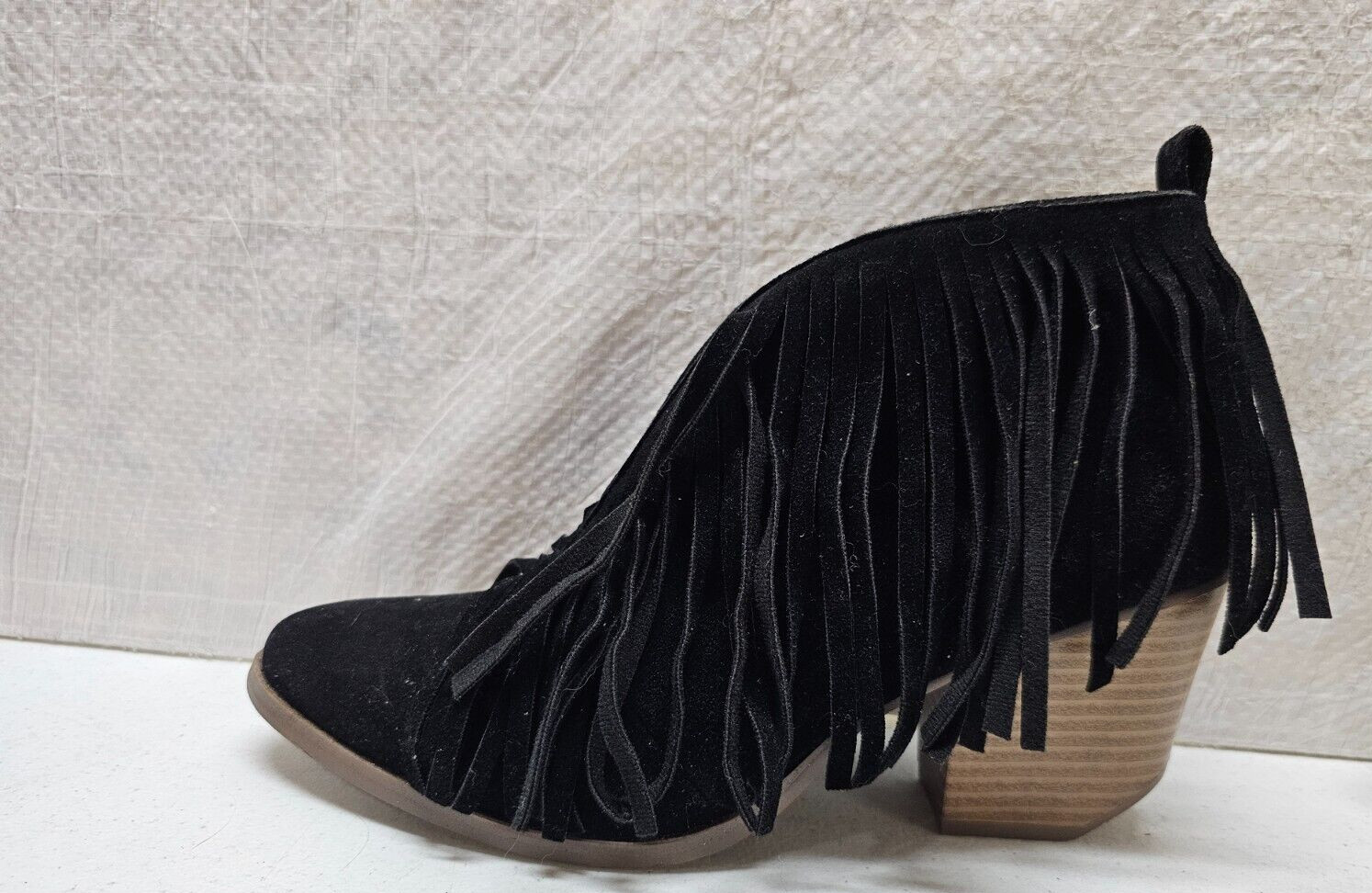 Beast Fashion Womens Size 8.5 Black Tasseled Ankle Boots 3″ Block Heels Western