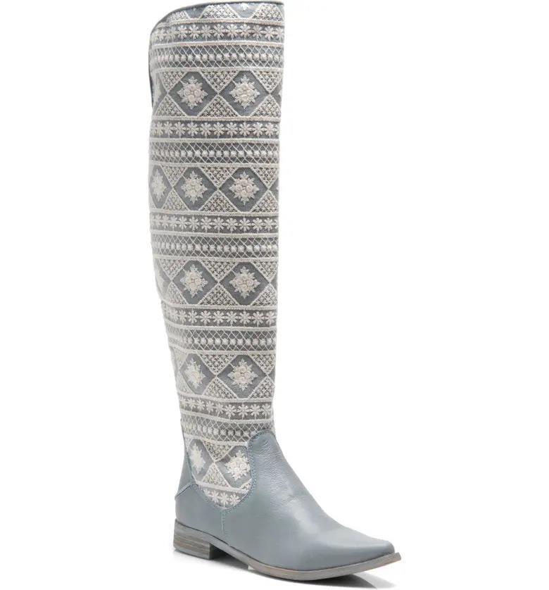 $298 – Free People Bren Slouch Crochet Tall Boot in Calm Waters Size 7 (37)