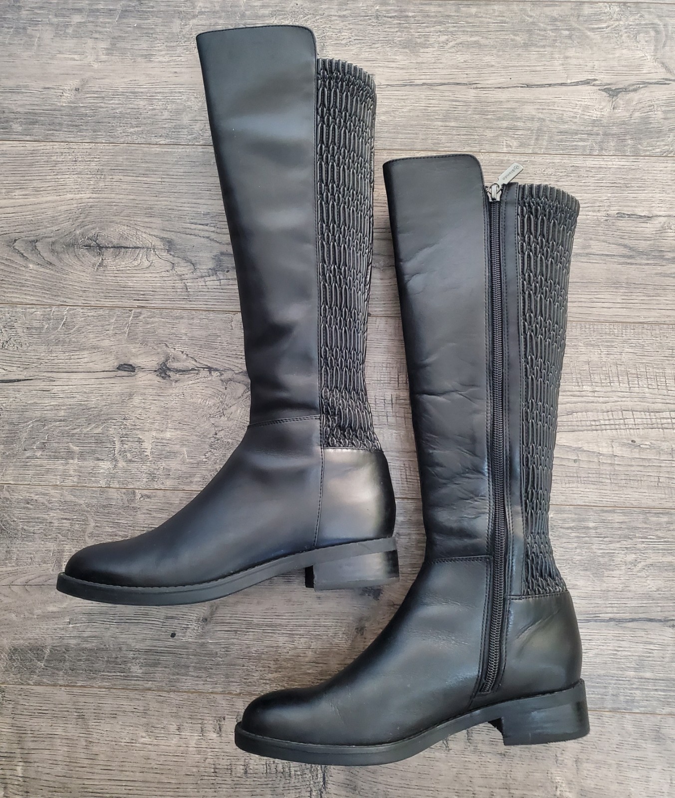 Blondo Womens Elenor Riding Black Boots Size 7 Leather Zip Up Tall Knee High