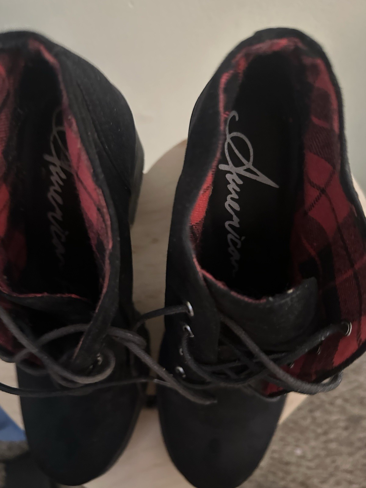Madden Girl America Women’s Ankle Bootie Lace-Up Faux Fur Plaid US 8