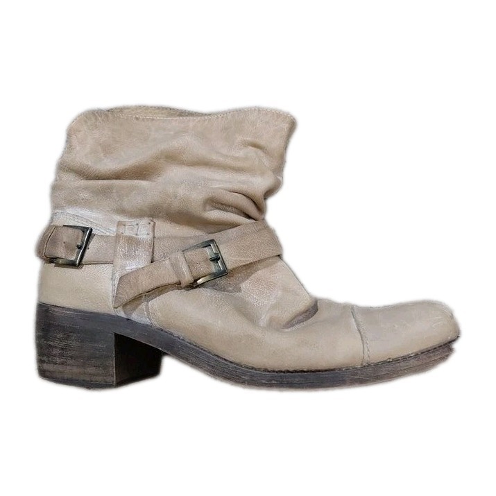 Lavorazione Artigiana Women’s Distressed Slouch Boots Size 41/10-10.5 Beige