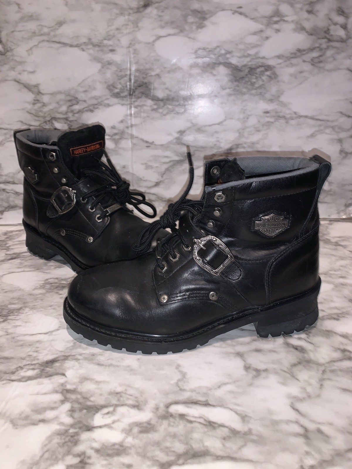 Harley Davidson Boots Womens 8.5 Black Faded Glory Leather Motorcycle Riding