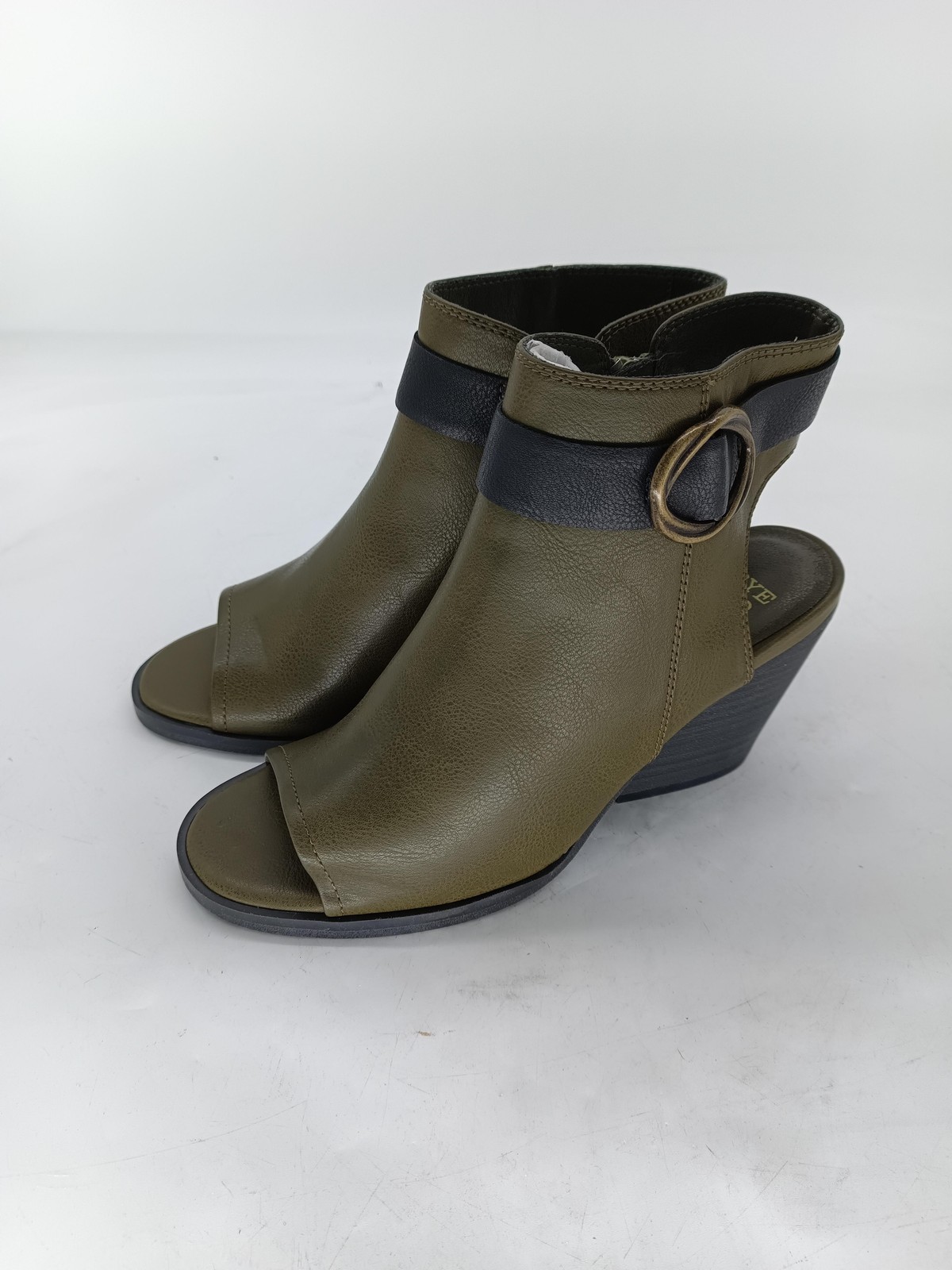 Frye & Co Boots Womens 6 Green Giavanna Open Toe Ankle Wedge Booties Zip s4
