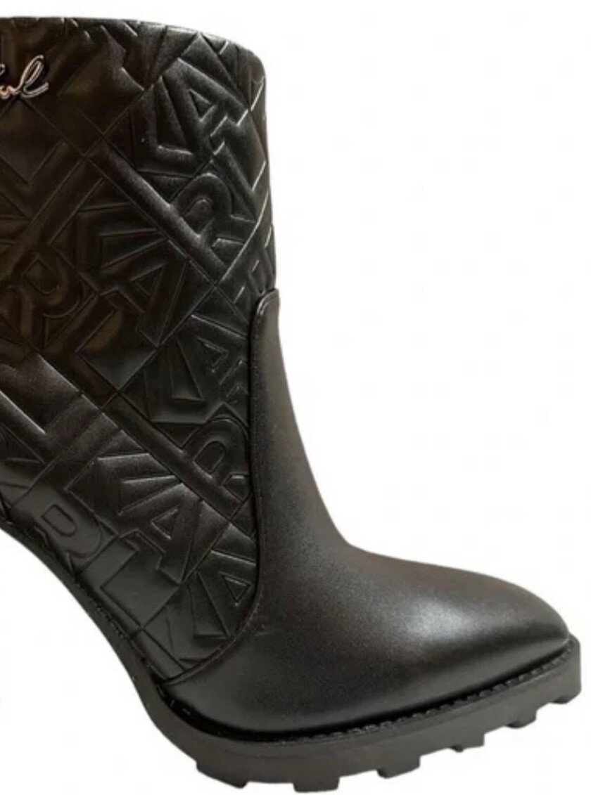 New Karl Lagerfeld Paris Petria Logo Black Ankle Boots