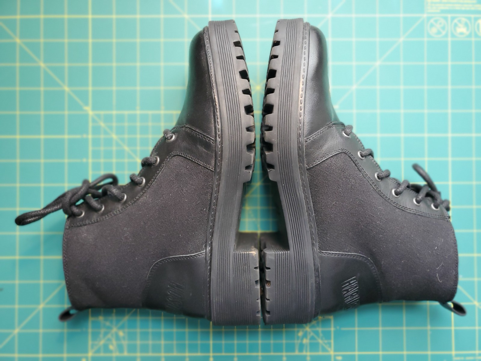 EUC Harley Davidson Combat Boots, Womens 7 – Valene Black Leather Canvas Lace Up