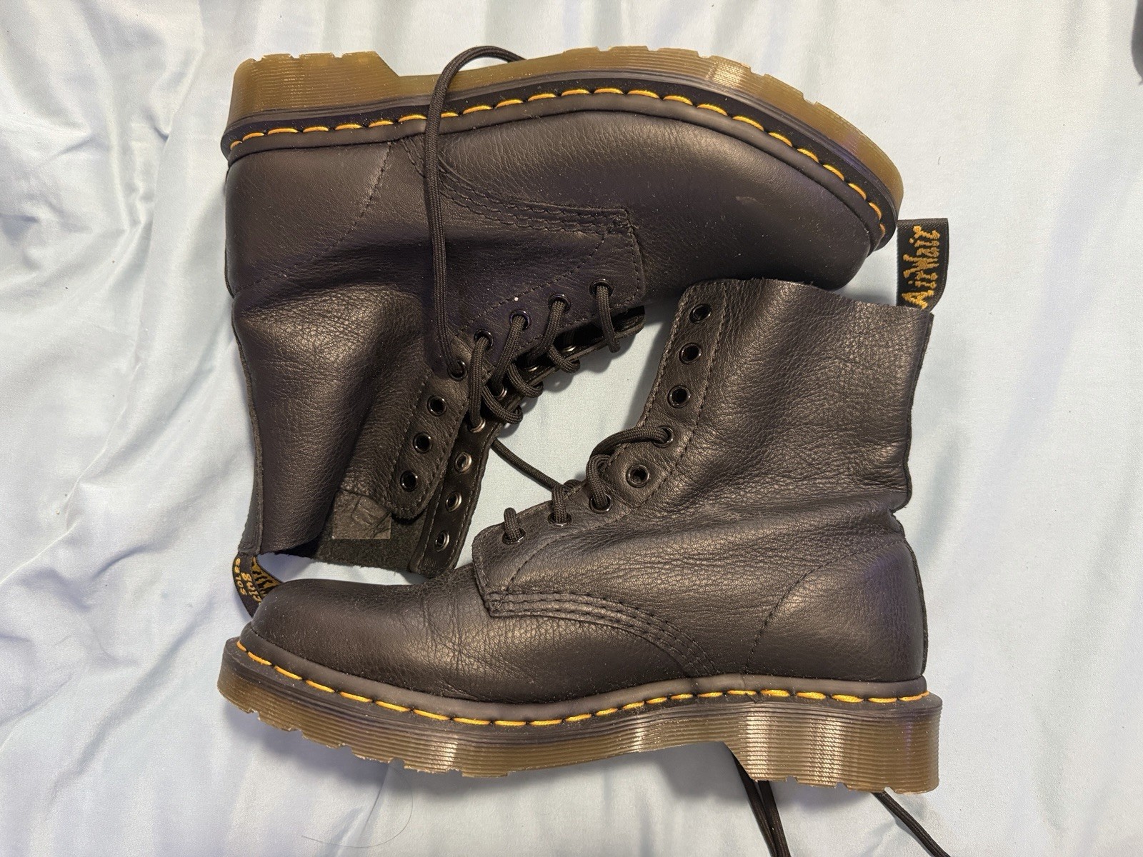 Doc Dr Martin Airwalk Boots Womens 9 Black Pascal Airwair Lace Up Combat
