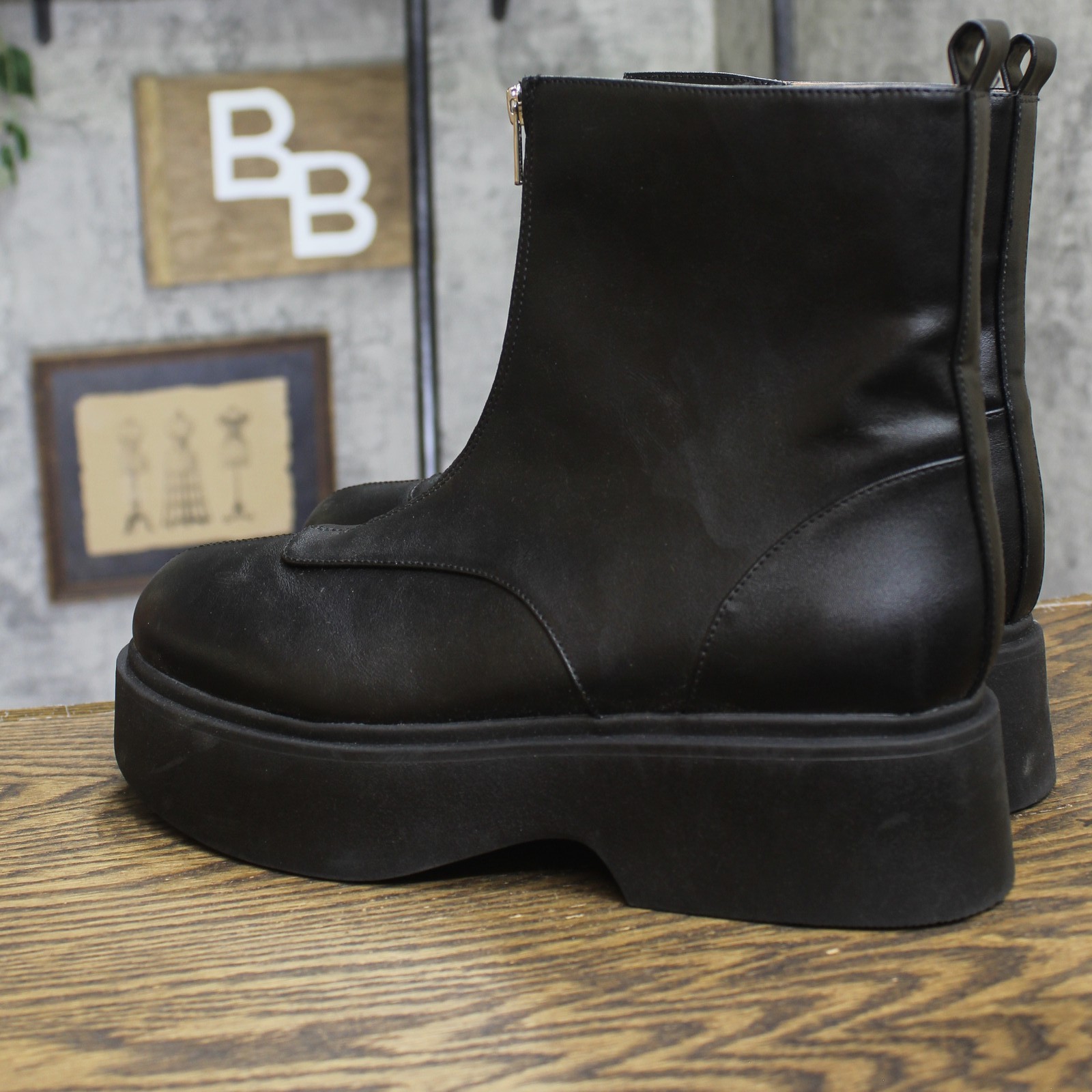 Wild Fable Honor Ankle Platform Boots Faux Leather Zip Front 94642919 Black 11M