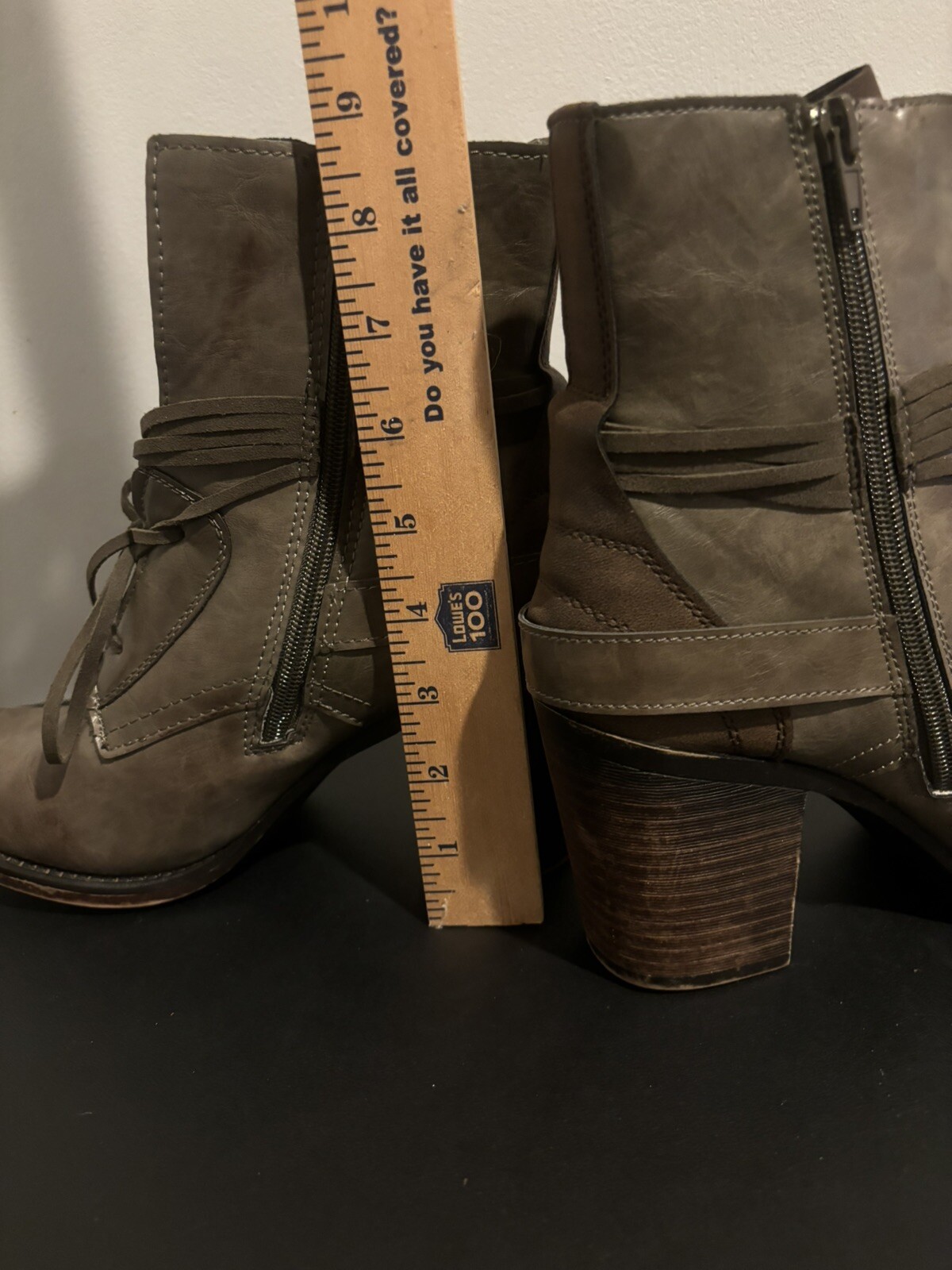 Pierre Dumas 8.5 Women’s Boots Side Zip Brown Stacked Heel Rawhide Lace Up