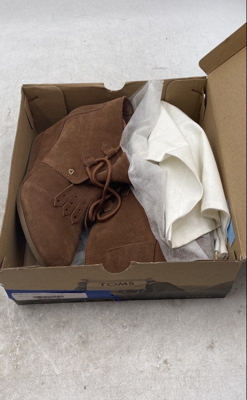 Toms Womens Desert Brown Rawhide Suede Lace-Up Wedge Heel Ankle Booties Size 10