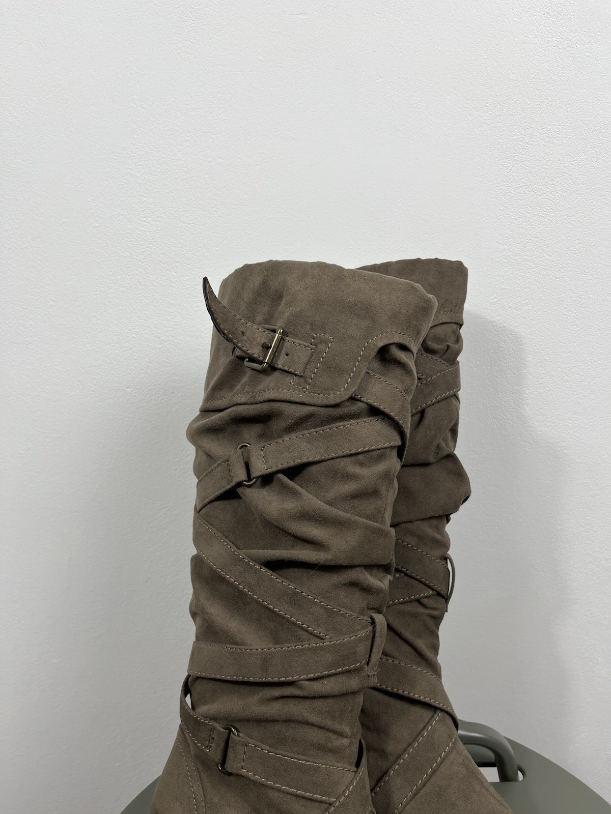 Graceland Women Knee High Buckle Boots Faux Suede Warm Lined EU 38