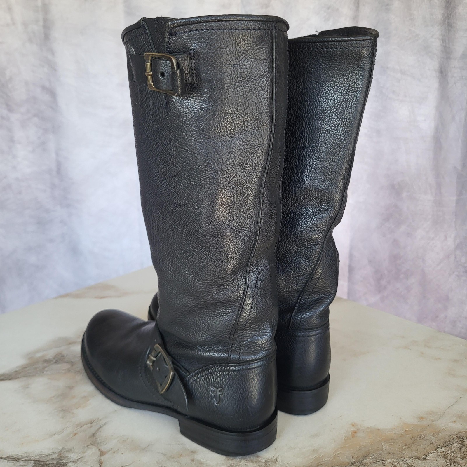 Frye Veronica Slouch Biker Engineer Boots Womens Size 9 B Buckle Knee High