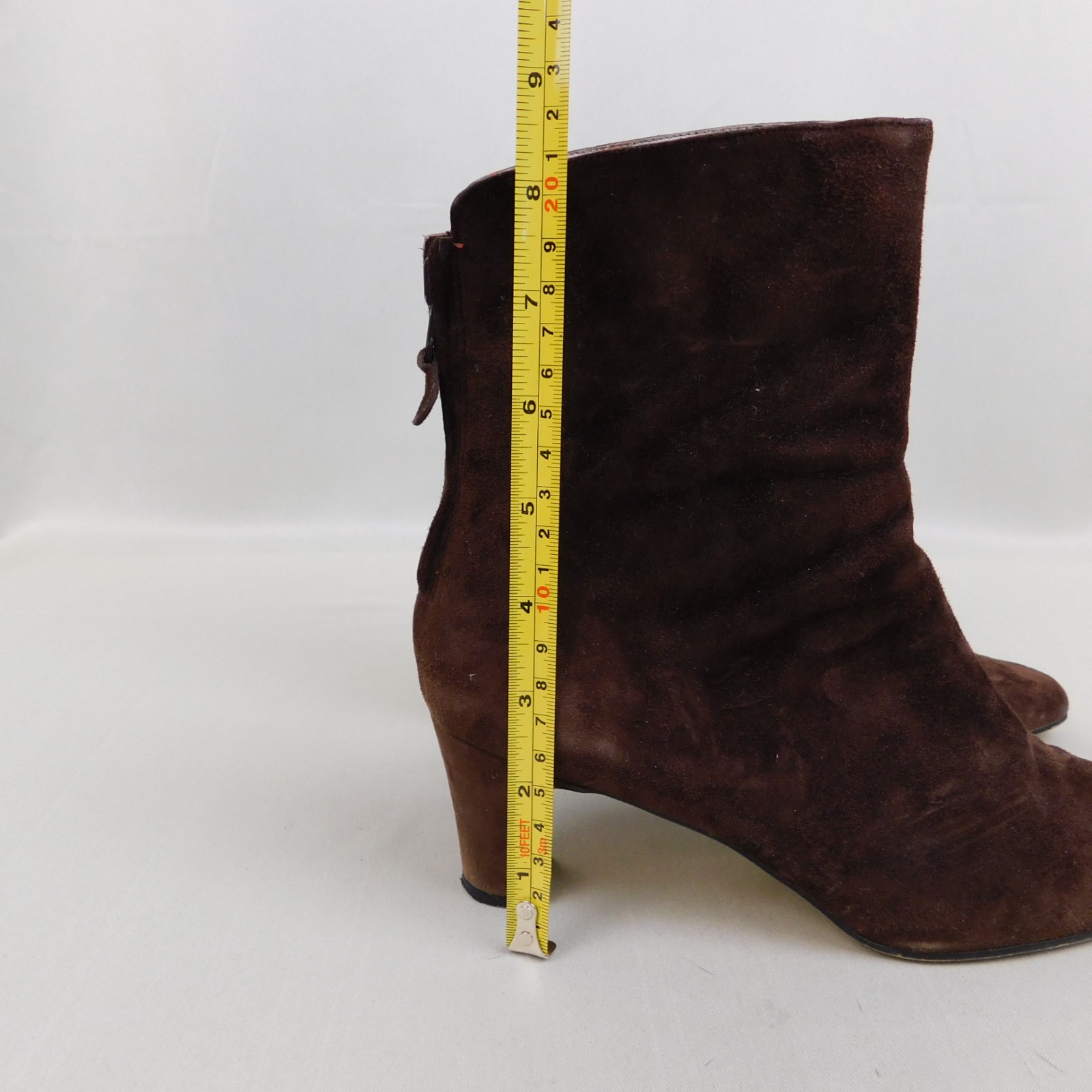 Liz Claiborne Back-Zip Block Heel Suede Ankle Boots 8M, Brown #A281
