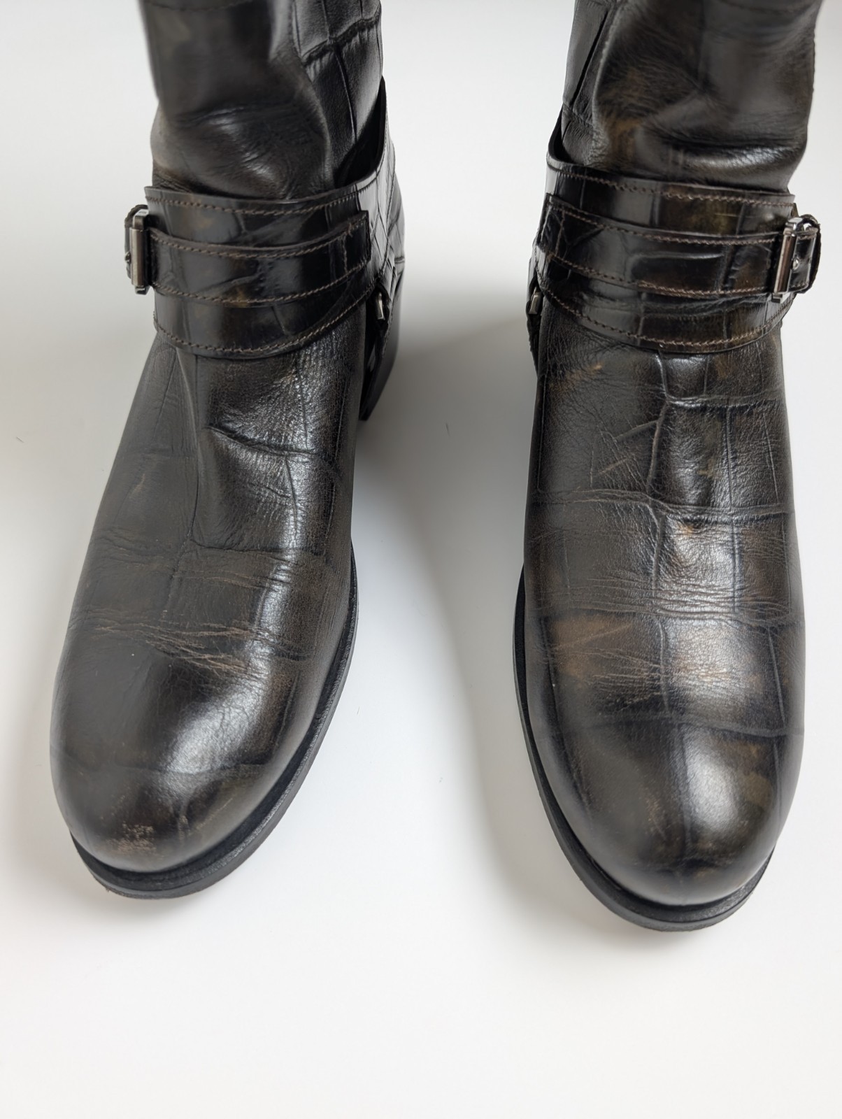 Christian Dior Women’s Harness Boots EU 41 / US 10–10.5 Made in Italy Croc Print
