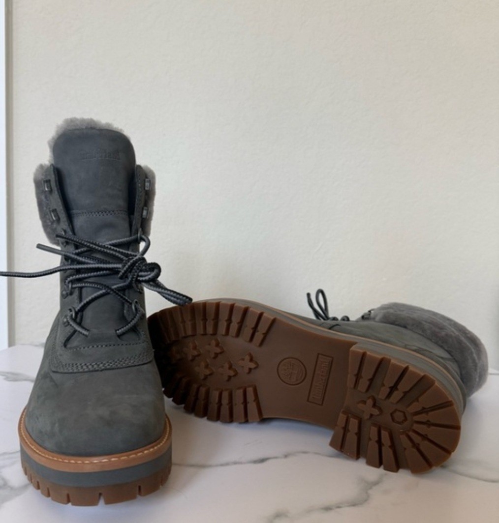 Timberland Grey Suede Waterproof Fur Lined Women’s Boots Sz 8.5 New