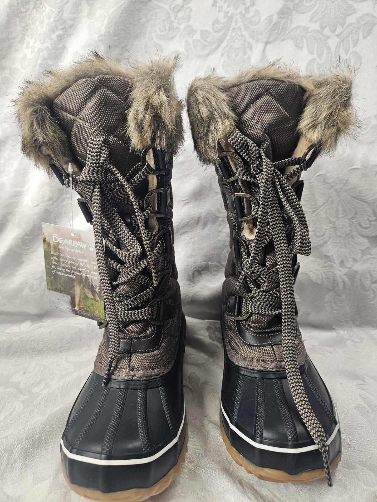Bearpaw Mckinley Waterproof Snow Boots Wool Fur Lined Boot Womens 5 Winter NEW