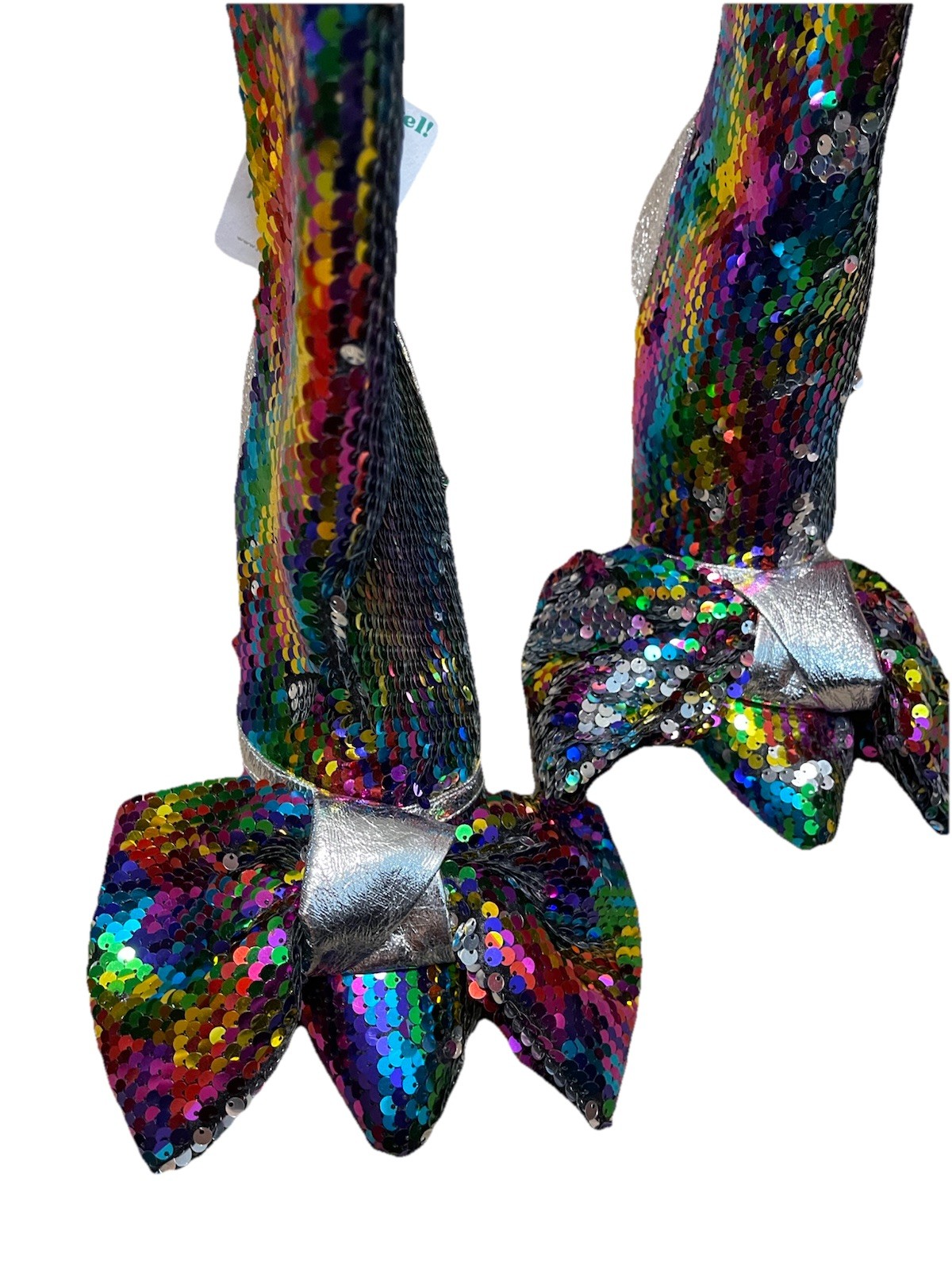 Pink Elephant Rainbow Sequin Ankle Boots Women’s 41 US 10 Statement Bow