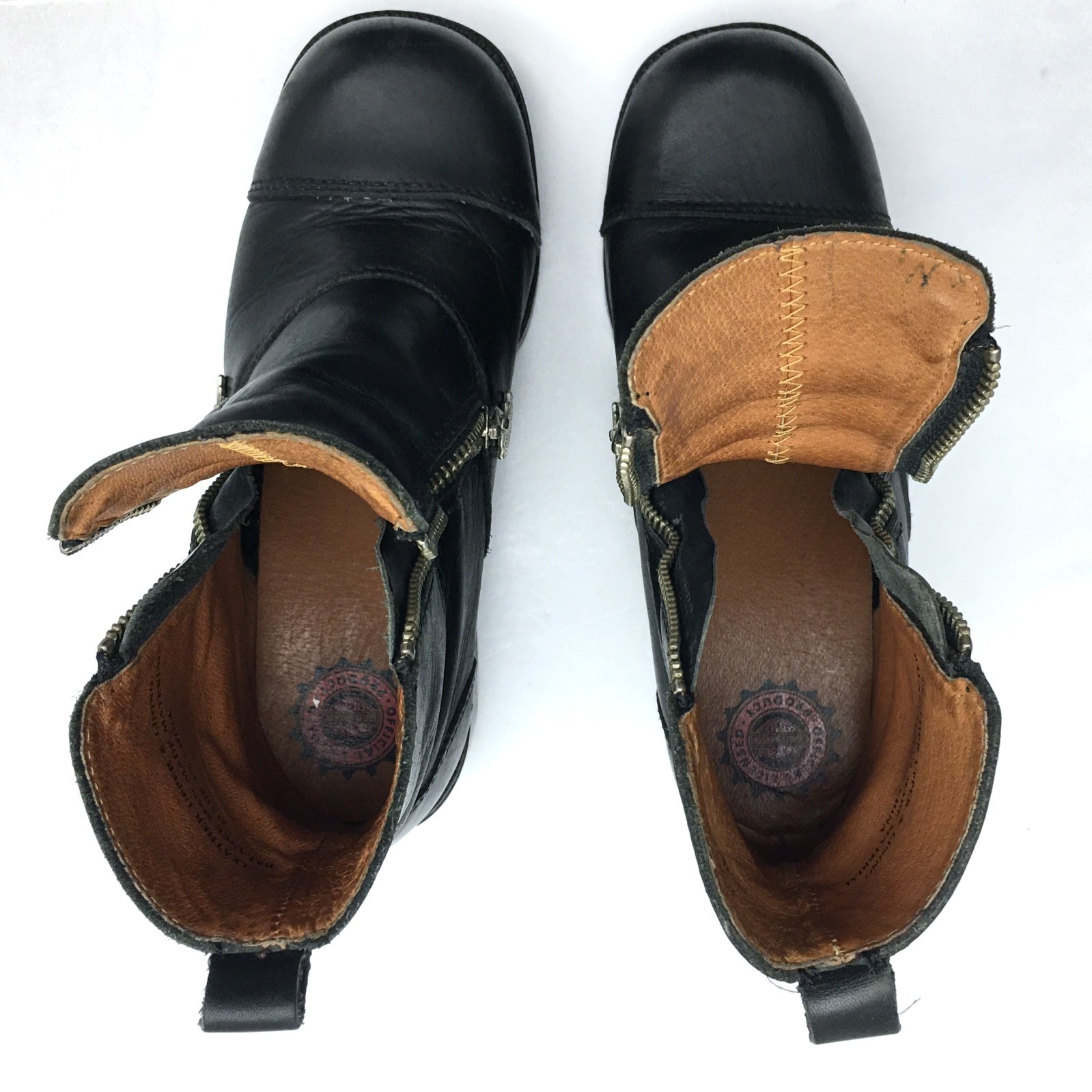 Harley Davidson Women’s Amherst Short Boot Black Leather Zippers size 7