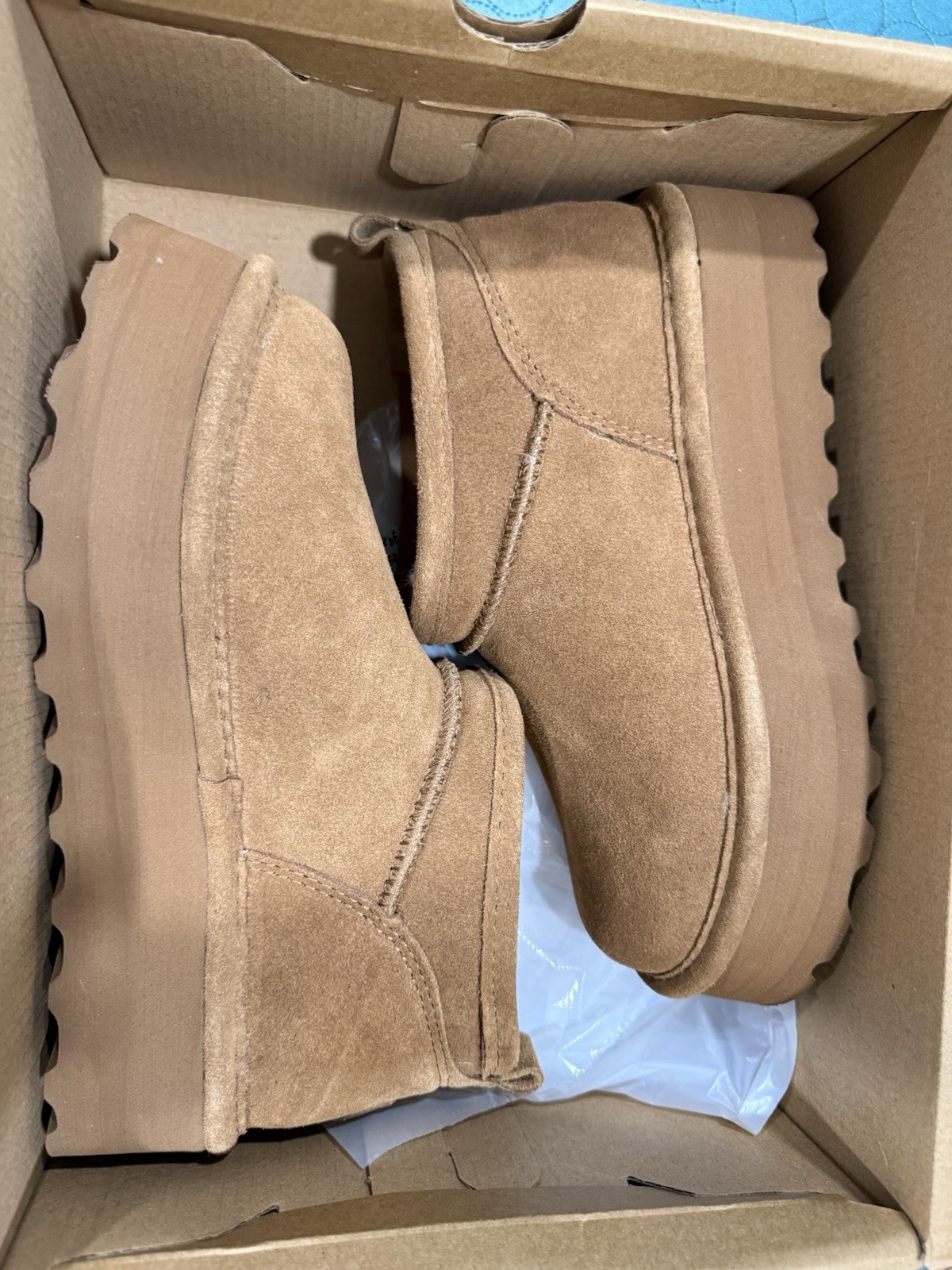 2 Pairs of Bearpaw Women’s Size 7 Chestnut/Suede Boots Brand New – Never Worn