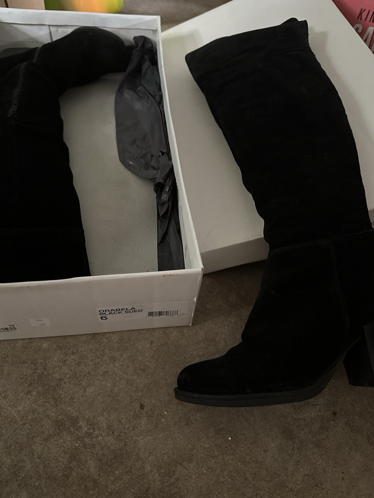 Steve Madden Orabella Black Suede Knee High Riding Boots Round Toe Zip US 6