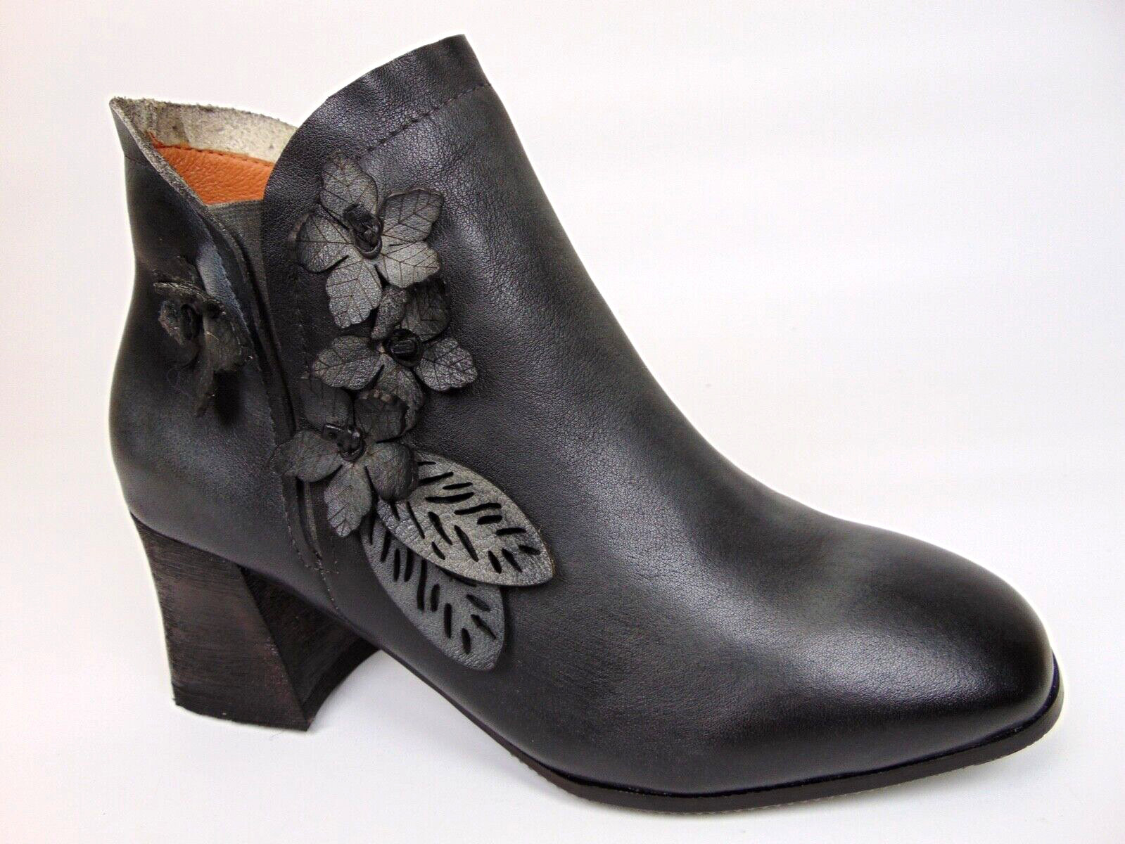 L’Artiste by Spring Step Loralie Women Ankle Boots Size 5.0 Charcoal Leather NEW