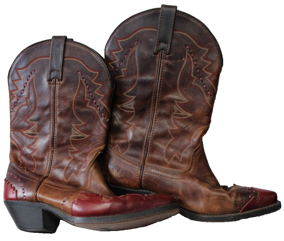 Laredo Cowboy Boots Snip Toe Women’s Size 9M Brown Red Leather Style #51069