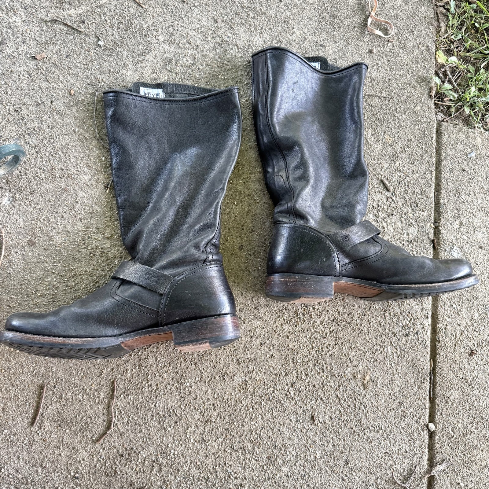 Frye Women’s Veronica Boot Size 10 Black Leather Moto Biker Pull On Slouch Tall