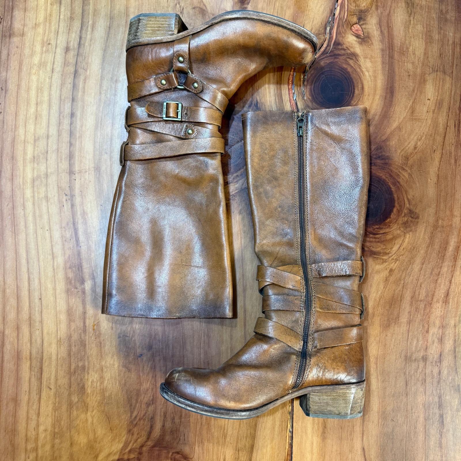 Kork Ease Tyler Women’s Tall Riding Boots 10 M Leather BrowN tall Heel Harness