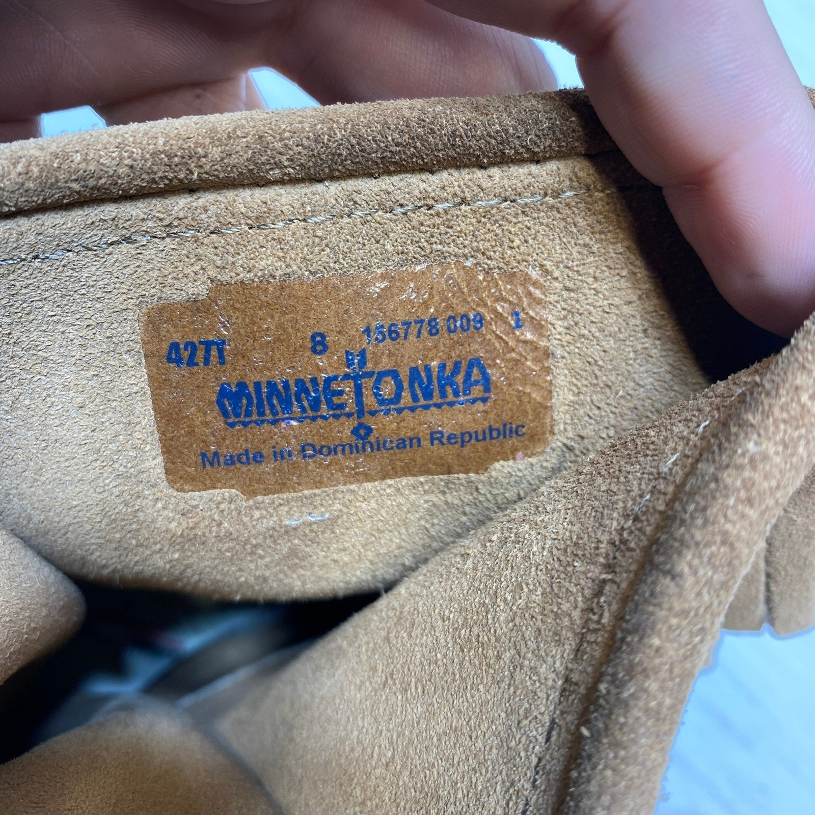 Minnetonka 427T Tramper Ankle Hi Boots Tan Suede Fringe Moccasin Womens 8