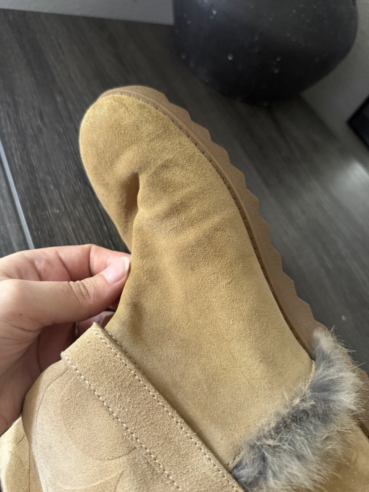 Coach Deeann Suede Signature Logo Faux Fur Lined Mid-Calf Buckle Boot 8.5B