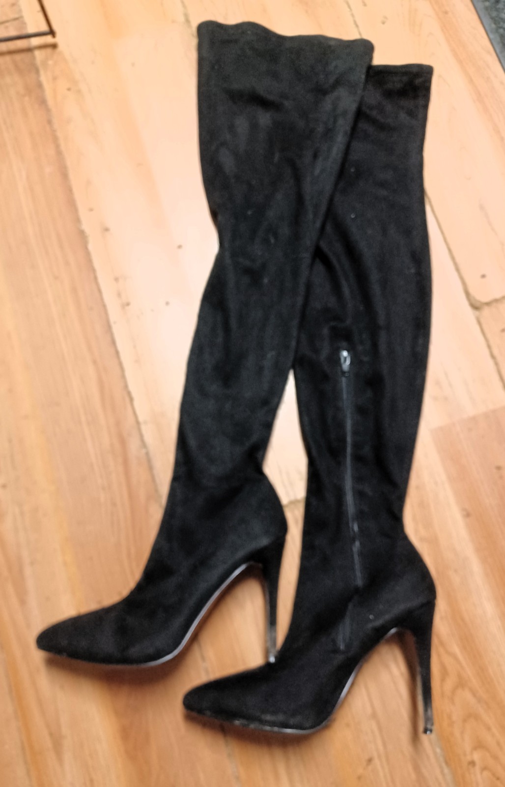 Anne Michelle over knee high boots women’s size 10 stiletto heel black Hibiscus