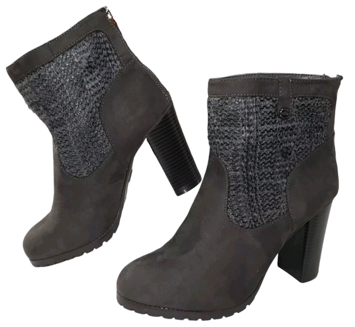 Juicy Couture Ankle Boots Womens Size 9 M Chunky Heel Zipper Detail Lupia Gray