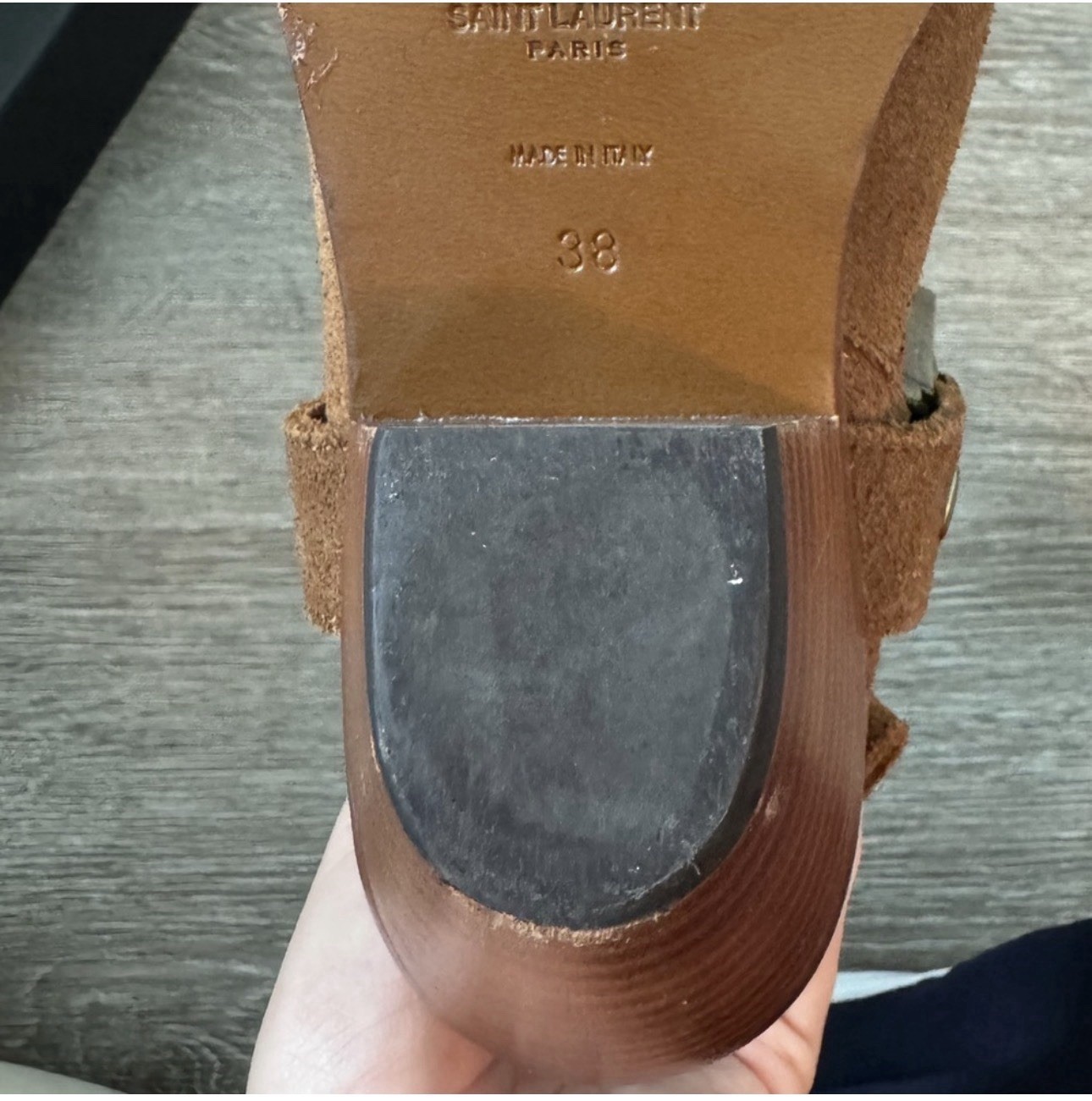 Saint Laurent Wyatt Harness Ankle Boots 38 US 7.5 Brown Suede Italy Box