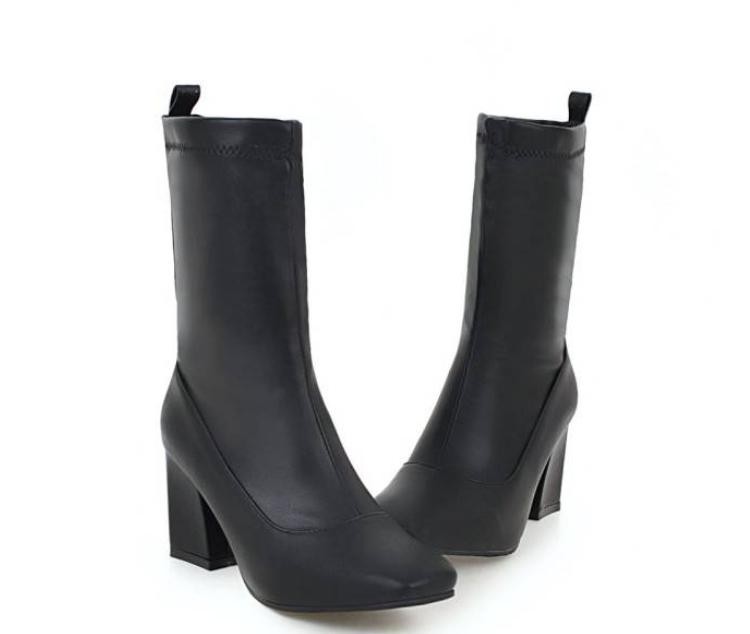 Women’s Square Toe Block Heels Dress Work Ankle Boots Outdoor Casual Shoes Size