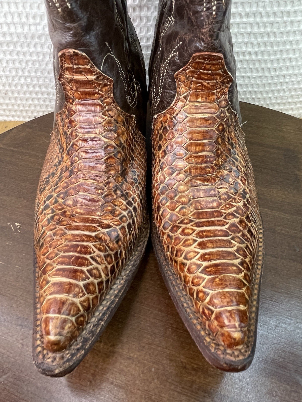 J.B. DILLON SNIP TOE COWBOY Snakeskin Brown Boots Women’s Size 8 B