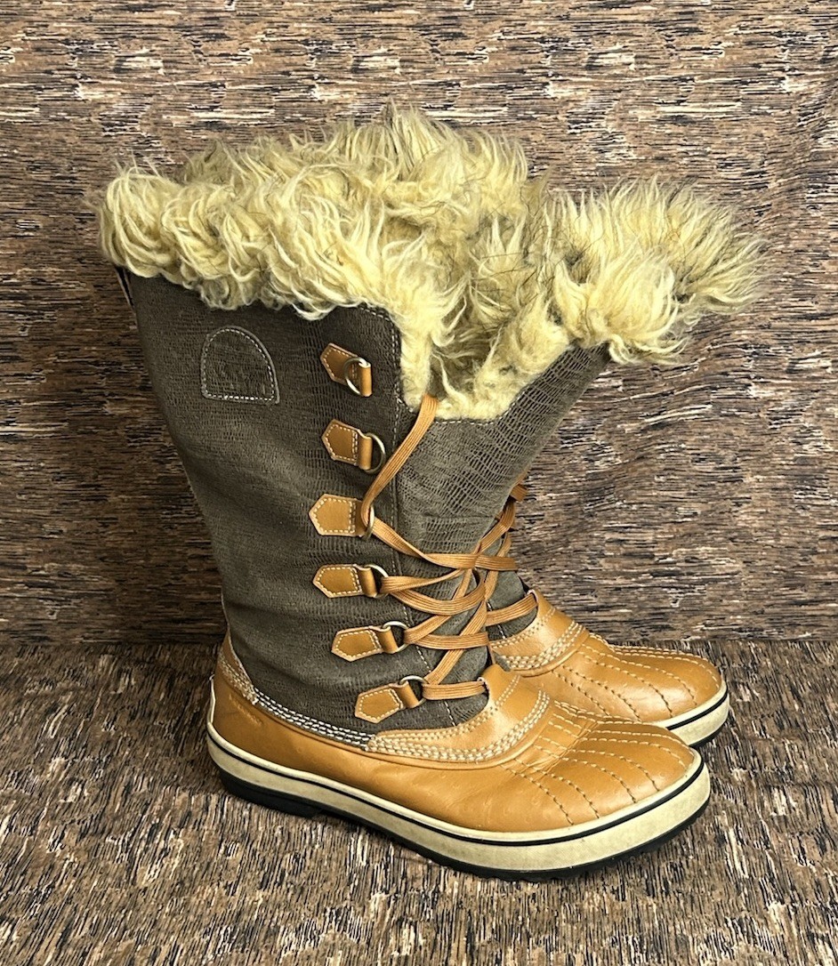 Sorel Joan Of Arctic Waterproof Winter Snow Boots Brown/Faux Fur Women’s 9