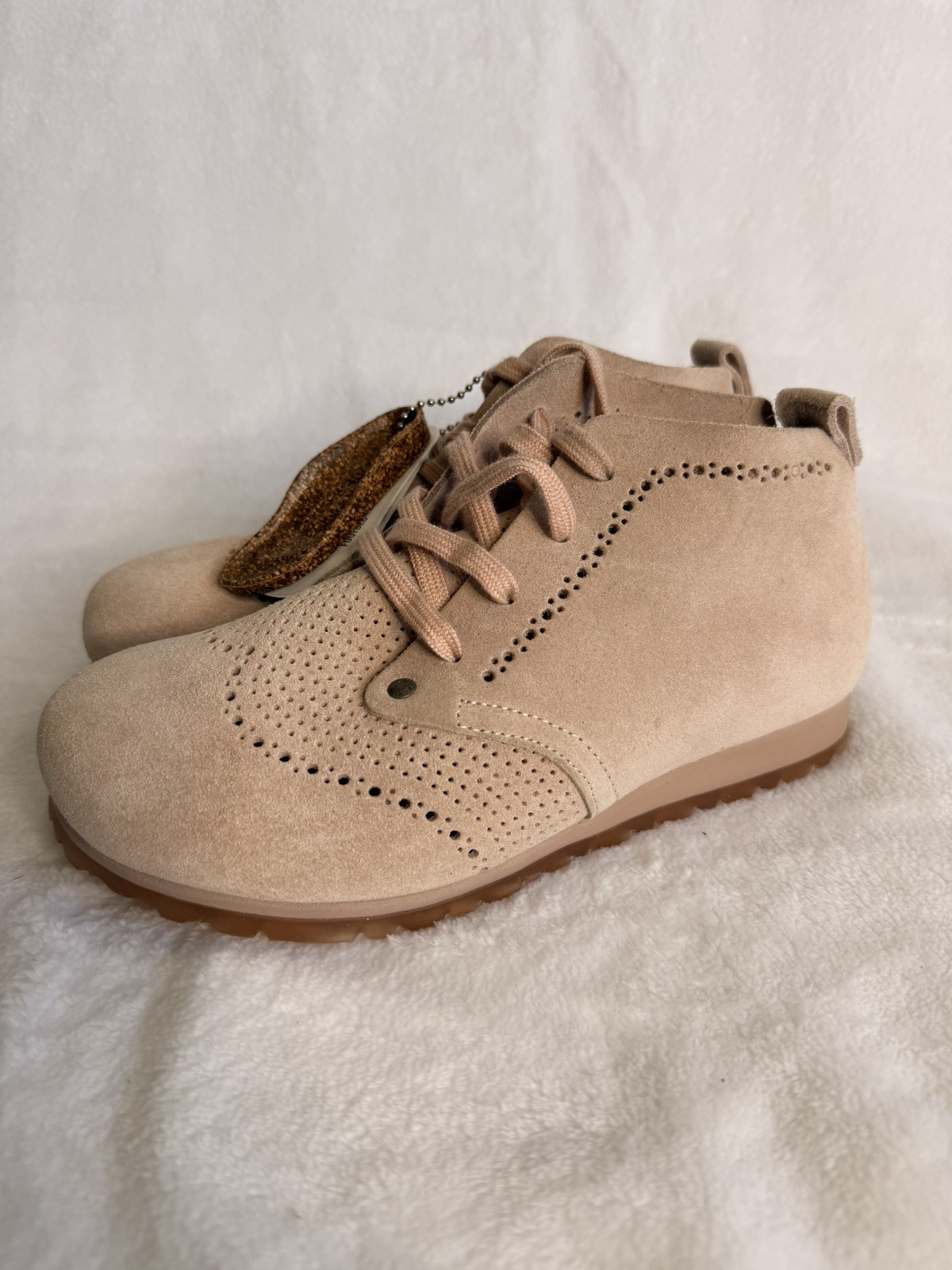 Birkenstock Dundee Pink Suede Perforated Lace Up Chukka Boots EU 36 US 5 NEW