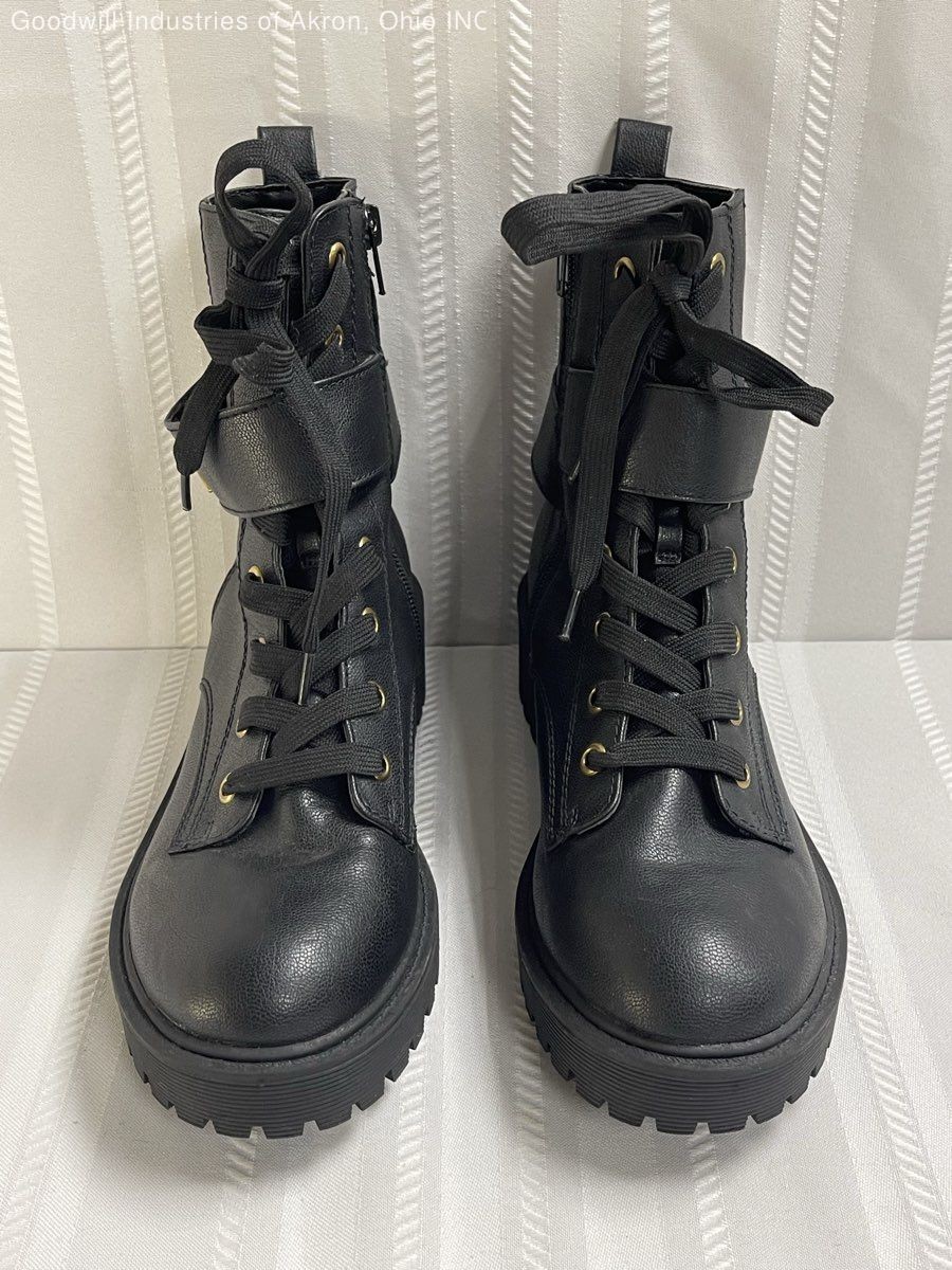 Guess Caleena Black Platform Lug Sole Combat Ankle Boots Women’s Size 7.5