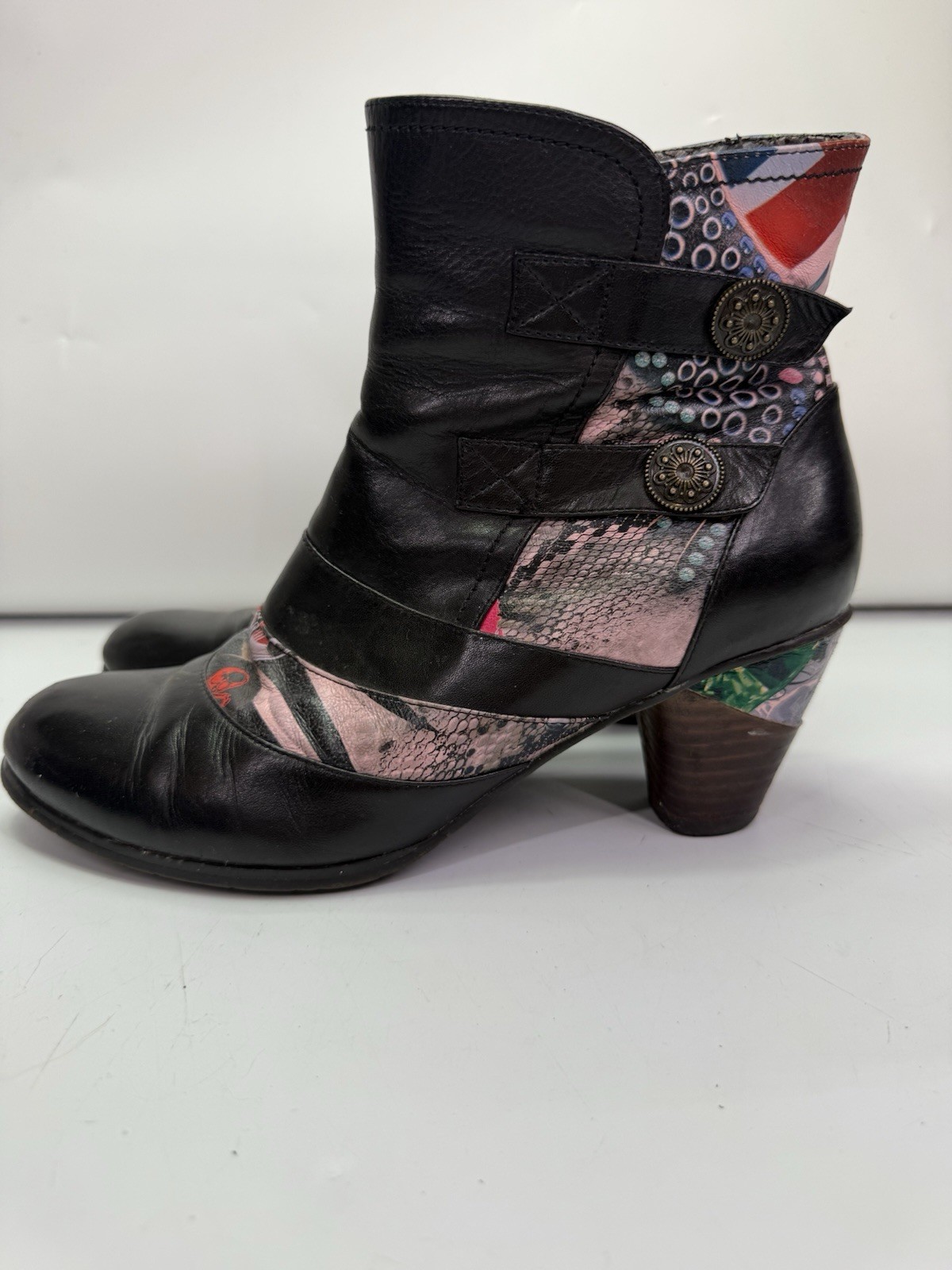 L’ Artiste Booties Womens 38 US 7.5-8 Black Redding Ankle Boots Western Buckle