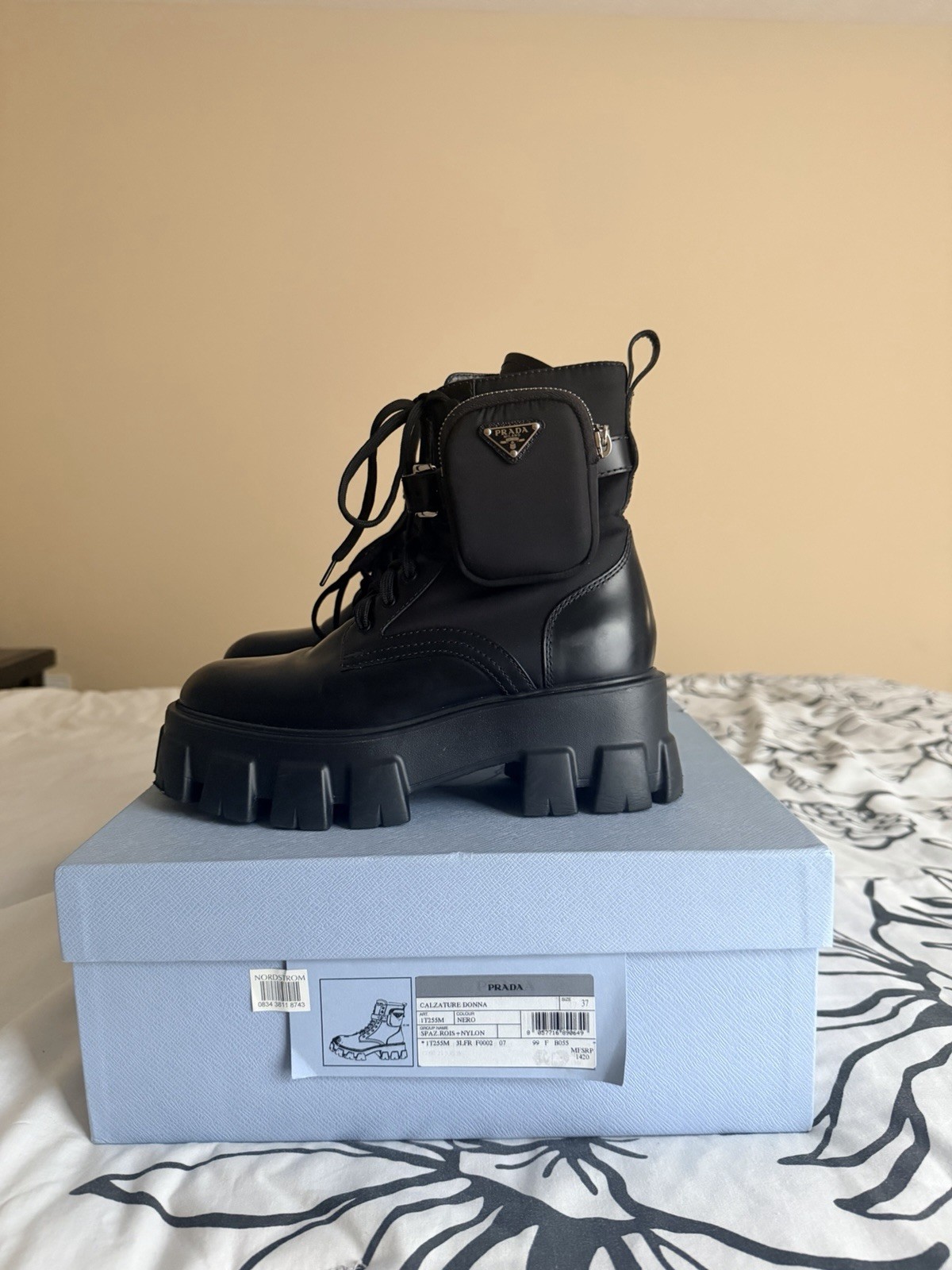 PRADA Monolith Re-Nylon Black Boots With Pouch Zipper US 7 With Box and Dustbag