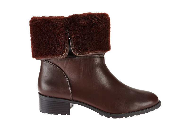 H by Halston Leather Ankle Boots with Faux Fur – Caroline, Sz 7.5 M