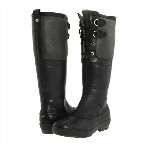 Ugg-Elsa Tall Waterproof Leather Boot Women US Black 1008438