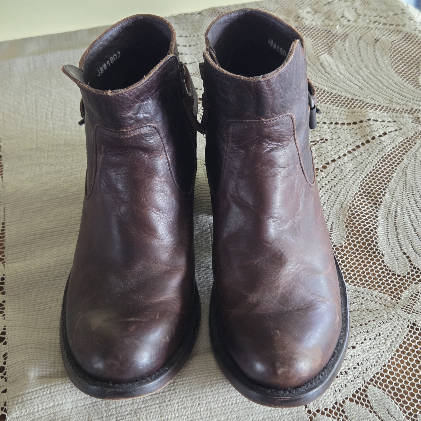 Women’s JB Dillon Brown Leather Ankle Boots Shoes Size 9B Farm Country Western