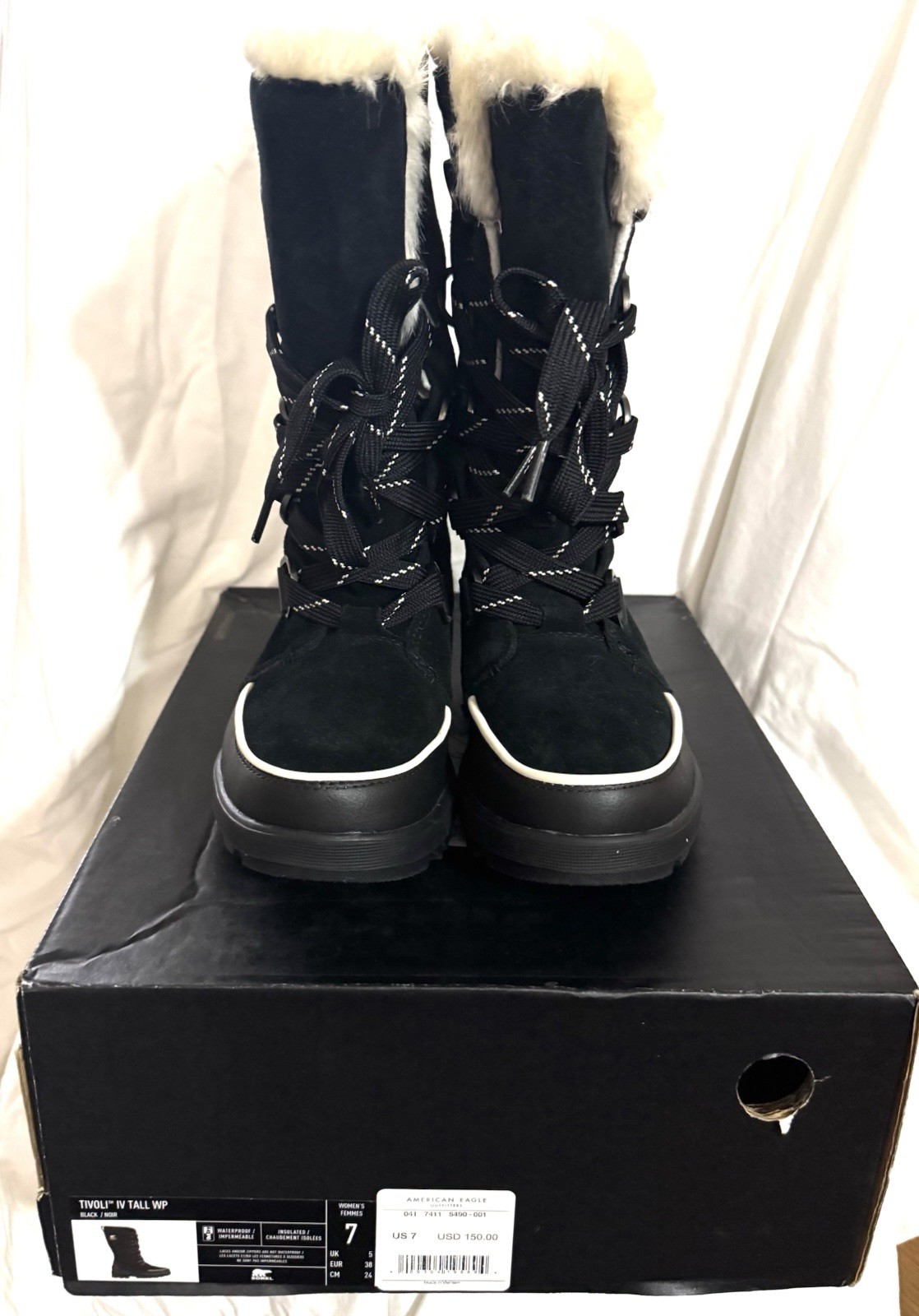 NEW! SOREL Tivoli IV Tall WP Womens Waterproof Insulated Snow Boots Black US 7