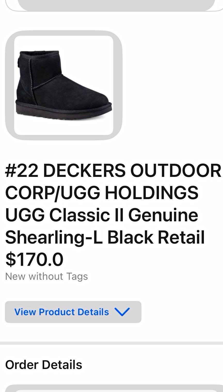 UGG Black Suede Ankle Bootie US 7 Shearling Lined Round Toe Logo New