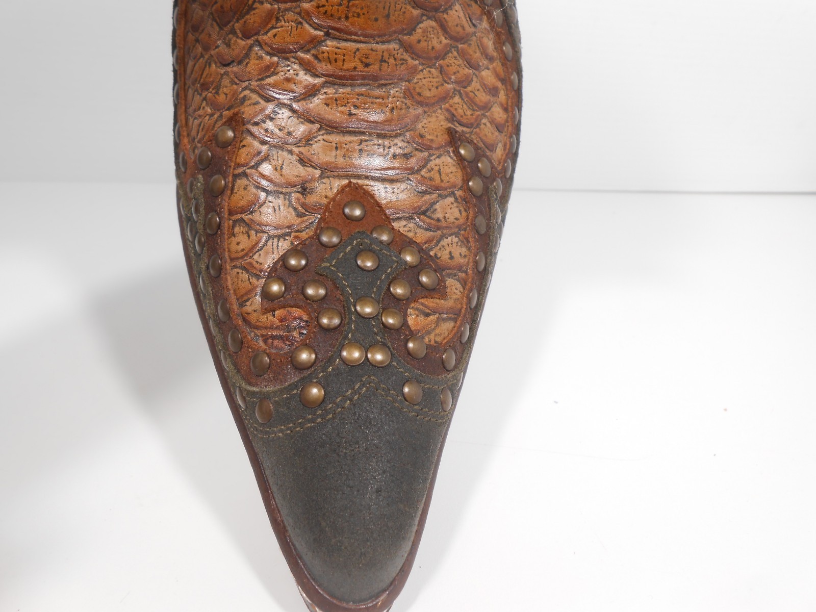 Donald J Pliner Jamie Western Couture Metallic Gator Pointy Toe Boots Italy 8M