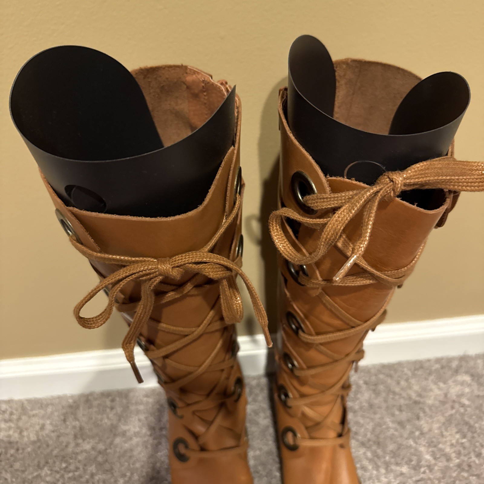 Free People Gladiator Lace Up Peep Toe Boots festival Coachella EU 37 US 6.5