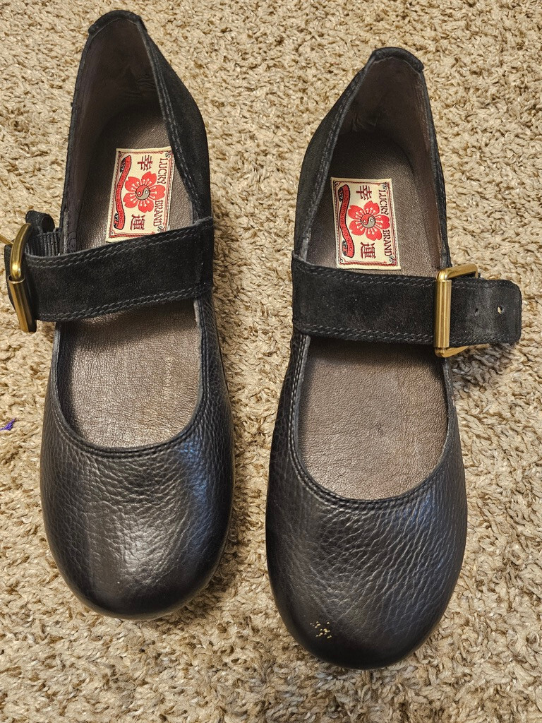 BLACK Lucky Brand Wedge Mid (2-2.9 in) Heel Height Heels SIZE 8 WOMEN.
